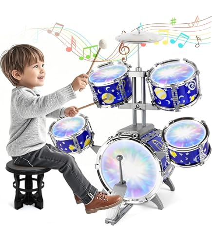 Batterie Enfant HOMCOM - Avec Microphone Et Clavier - 77,5x40x76,5cm - Éveil Musical