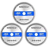3pcs Circular Saw Blade 165 x 20 mm 80 Teeth TCT Cutting Disc for Wood, Plywood, Drywall, Laminate, Plastic