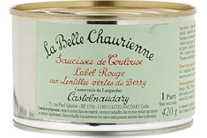La Belle Chaurienne Saucisses de Toulouse Label Rouge aux Lentilles Vertes du Berry 420 g