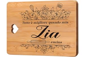 APJIELOP Regalo Zia, Idee Regali Zia Natale 2025, Regalo Zia Compleanno, Regalo per Zia, Regali per Zia Cucina Utili, 'Tutto è Migliore Quando Mia Zia Cucina' Tagliere in Bambù.