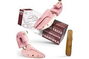 SULPO Premium Shoe Stretcher Made Of Precious Cedar Wood, Incl. Travel Shoehorn - Shoe Tree For Men And Woman - Shoe Shaper with ergonomic design - Shoe Widener - Adjustable - Various Sizes