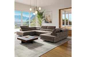 SOFILAND U-Form Ecksofa Magnum U, große Wohnlandschaft mit Schlaffunktion & 2 Bettkästen, wasserabweisend, pflegeleicht & haustierfreundlich, modernes Schlafsofa fürs Wohnzimmer (Bronze)