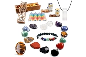 vuUUuv Ensemble de cristaux de guérison et de pierres de chakra, pour la méditation, l'équilibre des chakras, le reiki ou le rituel - Sélénite avec énergie de guérison nettoyante (20 pièces)