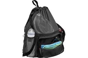 ButterFox Swimming Equipment Mesh Bag Drawstring Swim Gym Beach Backpack With Separated Waterproof Dry Compartments, Dry and Wet Separation