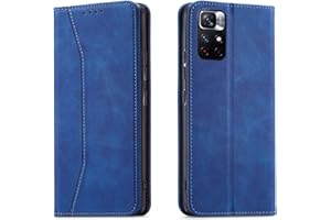 OKZone Kompatibel mit Xiaomi Redmi Note 11 Pro 4G / 5G Hülle, Magnet Leder Tasche Handyhülle, Kartenfächer Schutzhülle, [Premium PU Leder] Flip Klappbare Magnetische Standfunktion (Blau)