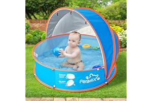 Peradix Baby Beach Tent, Paddling Pool for Kids & Pets with UV Sun Shelter Canopy, Mosquito Net - Portable Pop-Up Infant Ball Pit Tent, Toddler Wading Pool, Perfect for Summer Beach Fun