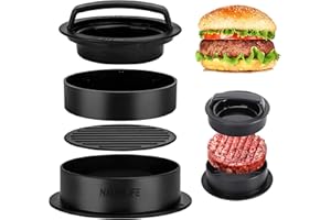 NAUDILIFE Pressa per hamburger, Macchina per hamburger 4 in 1, Mini pressa per hamburger farcito antiaderente, Stampi per hamburger Patty, Utilizzato per fare funghi da hamburger di manzo