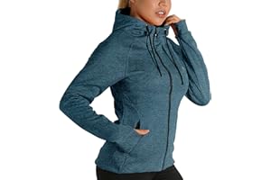 icyzone Giacca Sportiva Donna con Cappuccio,Felpa Termica con Zip e Fori per i Pollici