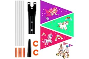 HuaCommerce 3 Stück Fahrradwimpel für Kinder – Sicherheitswimpel mit Wimpelstange & Buntem Fahrradzubehör – Verstellbare Fahrradfahne als auffälliges Sicherheitszubehör und Deko Zubehör für Kinder