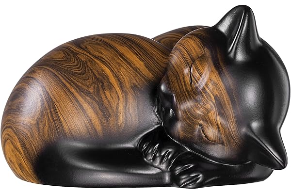 Kriss Art Urnes pour animaux de compagnie Urne funéraire en résine pour chat endormi Urnes chat pour cendres Petite Urne Animale…