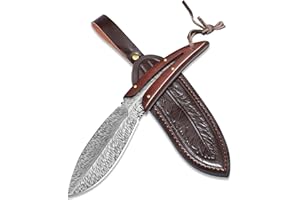 Plys Cuchillo Supervivencia Camping Cuchillos Caza: Bushcraft Cuchillo Multiusos Vaina de Cuero