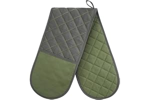 AUAUY 1 Paire Gant de Cuisine Épais en Coton, Résistants à La Chaleur Jusqu'à 250 °C/482 °F, avec Cordes, Gants de Four pour La Cuisine, Pâtisserie, Barbecue, Cuisson, Vert