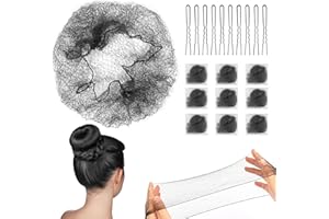 SLIVERDEW Hair Nets for Buns, 20Pcs Hair Bun Nets Black with 20Pcs U Shaped Hair Pins for Buns, Hair Bun Net Set Elastic Edge Mesh Invisible Ballet Hair Net for Girls Women