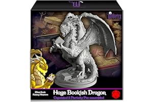 Wildspire Miniature Dragon Livre Fantastique – Grande Taille 15,2 cm pour Figurines DND en Vrac 28 mm D&D Donjons et Dragons Miniatures I pour DND Miniatures de Table et Figurines DND I avec Feuilles