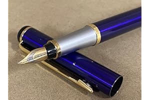RHAPSODY Jinhao Baoer 801 Luxury Executive REGAL BLUE Steel Fountain Pen Writing Set - Pen + 5pk BLUE Cartridges...(Blue Ink Cartridges, Baoer 801 Pen in Regal Finish) …