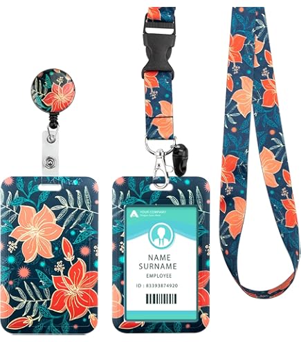 Uniclife Gebloemde schuif-ID-kaarthouder roze bloem kunststof koffer met intrekbare badge reel karabijnhaak clip en afneembaar koord riem harde verticale kaartbeschermer voor vrouwen verpleegsters