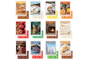 SCENTORINI Duftwachs, Weihnachten Geschenkset, Duftwachswürfel 35g*12, Sojawachs Wax Melts für Duftlampe, Kerzen Wärmer, Düfte Kokosnuss und Vanille, Winter Zeder, Apfel & Zimt usw