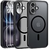 FLLAO Cover Magnetica per iPhone 16 Custodia e 2 Pellicole in Vetro Temperato, Cover iPhone 16 Compatibile con Magsafe, Custo