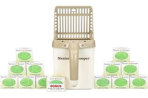 Neater Pet Brands - Neater Scooper Katzenkloschaufel und 195 Nachfüllbeutel Set – Katzenstreu Sieb Streuschaufel System mit Extra Müllbeuteln (Beige)