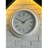 VOLANTE&reg; Vintage Duvar Saatleri BEYAZ-İNCİ Serisi 45 cm &Oslash; Ger&ccedil;ek Cam Ev/Ofis/Mutfak/Sınıf/Okul Sessiz &amp; Akar (V-BYZ19SYH)