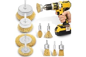 BLOSTM Brosse Metallique pour Perceuse - 9pcs Brosse Perceuse Ensemble pour le Nettoyage, L'élimination de la Rouille, le Polissage et la Peinture Décapante