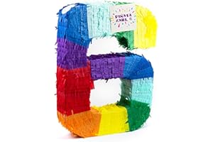 Trendario Pinata Zahl 6 - mehrfarbig - ungefüllt - Ideal zum Befüllen mit Süßigkeiten und Geschenken - Piñata für Kindergeburtstag Spiel, Geschenkidee, Party, Hochzeit