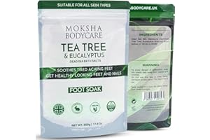 MOKSHA Foot Soak with Tea Tree Oil -[Made in UK] Foot Spa GiftSets, Exfoliating Tea Tree Dead Sea Bath Salts, Tea Tree oil Foot Soak for Hard Skin, Foot Spa Sets for Women Gifts, 500g