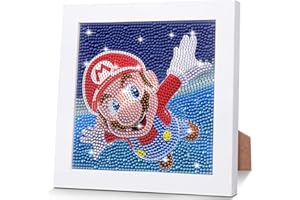 DNDTDSJ Marrio Pintura Con Diamantes Niños, Diamond Painting Kit Completo para Niños,DIY 5D Pintura Diamante con Marco de Madera Caballos,Regalos de Cumpleaños para Niños y Niñas(Dibujos Animados)