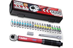 Aurlloct Llave Dinamométrica 1/4" 2-24 Nm, Coche, Camión, Moto, Llave Dinamométrica Set, 23 piezas Rojo