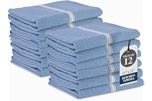 LANE LINEN Kitchen Towels - 100% Cotton Dish Towels, Super Absorbent, Soft & Durable, Pack of 12 - 14”x25”, Indigo