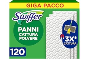 Swiffer Panni Di Ricambio Per Scopa 120 Pezzi, Per Catturare E Intrappolare 3 Volte Più Polvere, Sporco E Peli Di Una Scopa Tradizionale