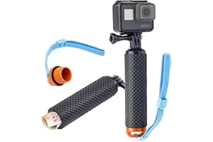 Digicharge Impugnatura Galleggiante Impermeabile Per GoPro Hero12 Hero11 Hero10 Hero Max/DJI OSMO Action 3 / Insta360 One/Akaso Action Camera Float con Spazio Interno Impermeabile, Arancia