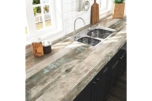 Yullpaper Papel pintado de panel de madera gris y blanco, lavable, papel pintado de cocina, despegar y pegar, vinilo autoadhesivo con efecto de madera vintage, papel pintado para muebles, envoltura de