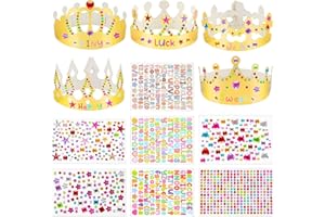 ZEPHYRHOME 15 Pièces couronnes en papier dorées à décorer,couronne enfant DIY avec autocollants strass et lettres,chapeau anniversaire enfant pour fête,anniversaire princesse,couronne anniversaire personnalisée