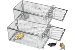 MUAGOUA 2 Pack Humane Rat Traps - Rodent Trap for Mouse Mice, Live Rat Traps Catch & Release for Indoors and Outdoors