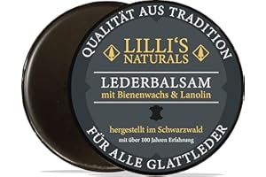 LILLI'S NATURALS Lillis, balsamo per la cura della pelle, nero, per scarpe, giacche, mobili in pelle, sella con cera d'api e lanolina (grasso di lana), 200 ml
