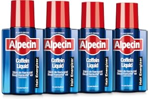 Alpecin Coffein-Liquid – 4 x 200 ml – hårvatten för att förhindra ärftligt orsakat håravfall hos män – för att stärka hårrött