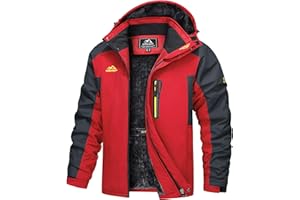 TACVASEN Men's Waterproof Hiking Fleece Jacket Warm Outdoor Skiing Ice Skating Hoodie