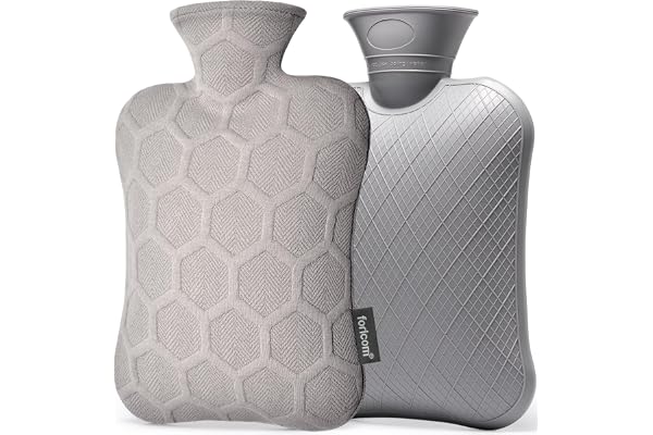 FORICOM Varmvattenflaska med lock, varmvattenflaska för smärtlindring, varm vattenflaska, värmedyna, värmesäng, 2 liter, gift