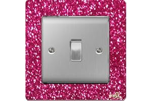 the sticker studio ltd Single Light Switch/Socket Surround Acrylic Finger Plate Pink Sequin