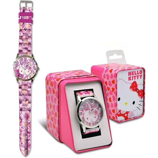 Montre Hello Kitty Pour Fille - Cadran Analogique Avec Fonction "Time Teacher" - Bracelet Silicone Rose - Garantie 1 An