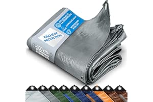 KARAT - Bâche de Protection - Tarpaulin étanche, résistant à la déchirure - Bâche avec Oeillets Inoxydable - Couverture extérieure pour travaux - Epaisse densité 140 g/m², Argent 4x6 m
