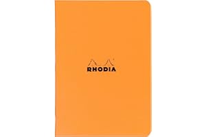 RHODIA 119168C – Zeszyt zszywany w kolorze pomarańczowym – A4 21 x 29,7 cm – w linie – 96 stron – papier Clairefontaine biały 80 g/m² – miękka powlekana, wodoodporna okładka – Classic