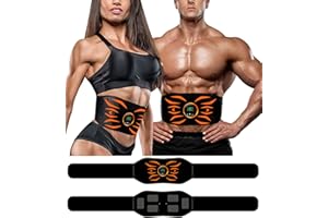 LEMENG Electroestimulador Muscular, EMS Abdominales Cinturón, Estimulador Muscular Abdominales, Masajeador Eléctrico Cinturón con USB Recargable, Ejercitador del Abdomen/Brazo/Piernas/Cintura