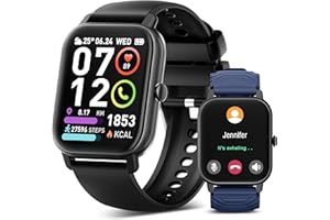 Poounur Reloj Inteligente Hombre Mujer, 1,85" smartwatch Hombre con Llamadas Bluetooth, 112 Modos Deporte, Monitor de Ritmo Cardíaco y Sueño, Impermeable IP68, Smartwatch para Android iOS