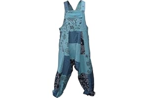 Gheri Mens Loose Fit Patchwork Printed Cotton Harem Dungarees