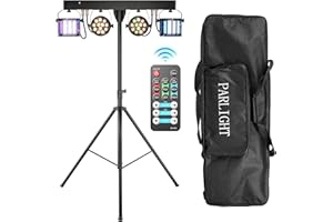 GdjRttk 60 W luce da bar Derby + RGBW LED par Faro con treppiede luminoso e telecomando, luce disco dmx-3/6/15CH per DJ, KTV, chiese, concerti, matrimoni, Halloween