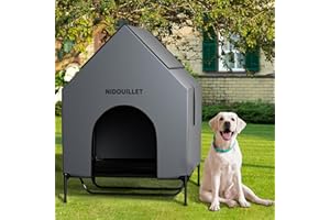 Nidouillet Maison de Chien pour Grande Race 122cm extérieur ou intérieur, résistant aux intempéries 600D PVC Grand Chiot Maison, Respirant 2x1 Tissu Textilene lit surélevé pour Chien