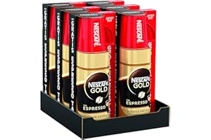 NESCAFÉ GOLD Typ ESPRESSO (inkl. RED MUG), Espresso aus löslichem Bohnenkaffee mit 100% feinen Arabica Kaffeebohnen, mit samtiger Crema, 6er Pack (6 x 100g inkl. Tasse)