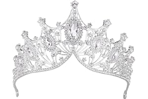 Vofler Crowns for Women, Silver Tiara w/Crystal - Baroque Rhinestone Headband Headpiece for Queen Bridal Bride Girl Princess Wedding Prom Birthday Pageant Homecoming Halloween Costume Cosplay Party